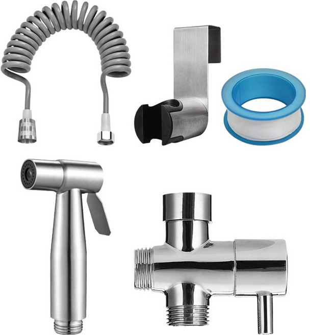 월드크린 욕실 청소 스프레이건 변기걸이 세트 3m, 실버, 1세트