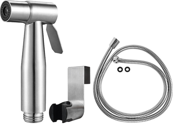 월드크린 욕실 청소 스프레이건 세트 1.5m, {"상품선택":"올스텐욕실건+변기걸이+스텐호스1.5M3종실버"}