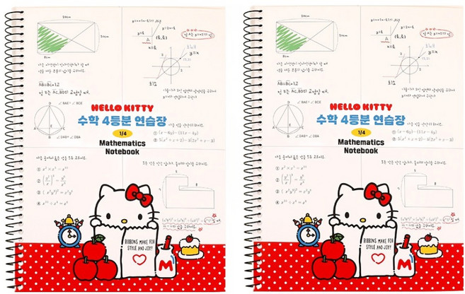 산리오 캐릭터 수학 오답노트 아이디어 정리 노트 4등분 80g 65p, 헬로키티, 2개