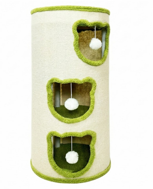 KAOJING 高精寵物 樹屋貓窩 3層, 白色 + 綠色, 1個