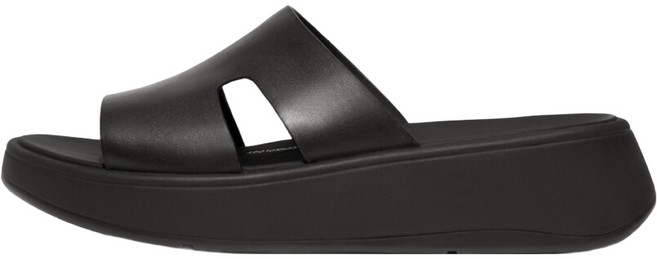 fitflop 女款 F-Mode Low Edge 皮革厚底 H BAR 拖鞋式涼鞋, 黑色, 250