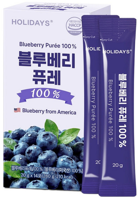 홀리데이즈 블루베리 퓨레 14p, 280g, 1개