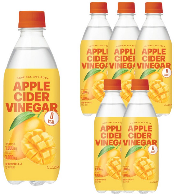 클룹 애사비소다 망고 제로 탄산음료, 6개, 500ml