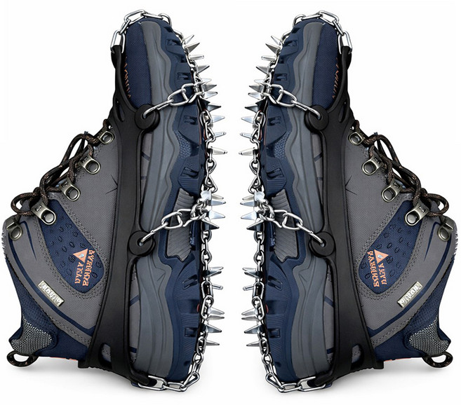 플렉시워크 등산 빙판용 스텐48pin 아이젠, 블랙