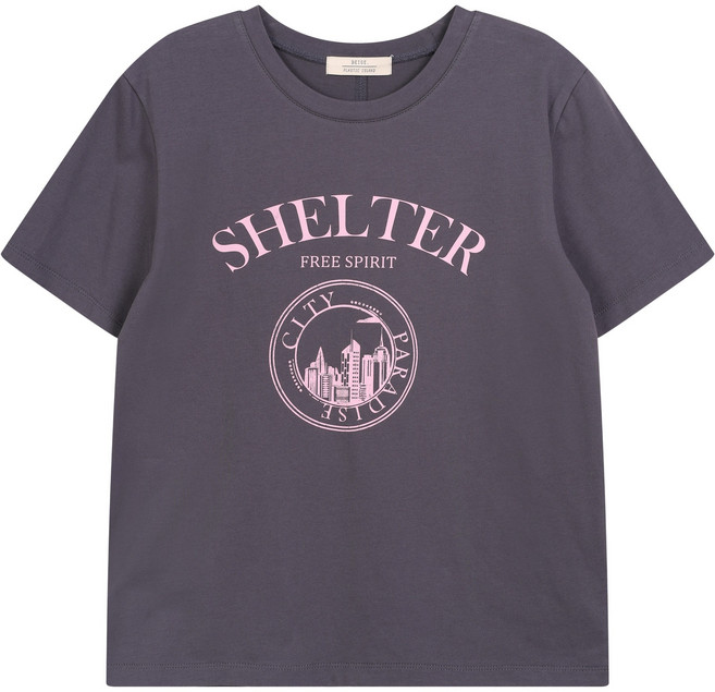 플라스틱아일랜드 여성용 실켓터치 시티 프린트 면 티셔츠 PR7CH361