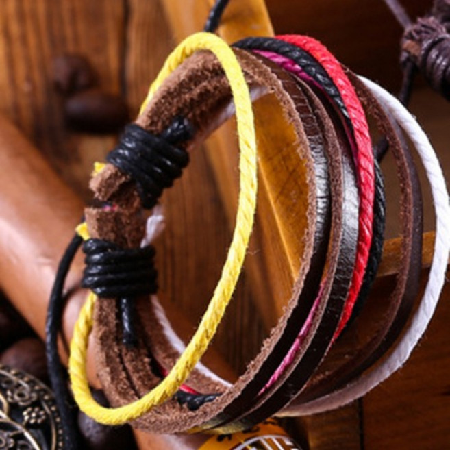 이츠굿텐 커플용 인조가죽 꼬임 매듭 패션팔찌