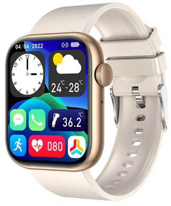 DTAudio Z60 IPS 矽膠 智慧手錶 Square 2.0" Bluetooth Calling 矽膠金 7 Days Battery Life 100+ Sport Modes Android/iOS Compatible