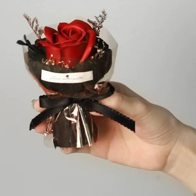 쇼핑153 미니 조화 꽃다발, 레드, 1개