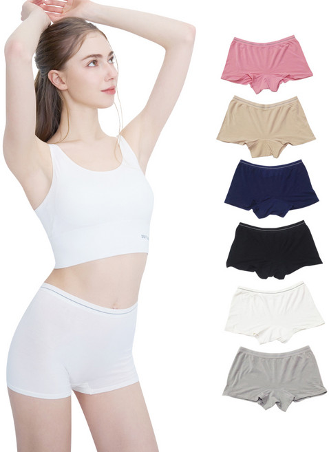 SOFT LIGHT 水漾美臀 創新無縫膠原蛋白低腰平口褲 2917 6入組, 粉色 + 白色 + 深藍色 + 黑色 + 中咖色 + 深灰色