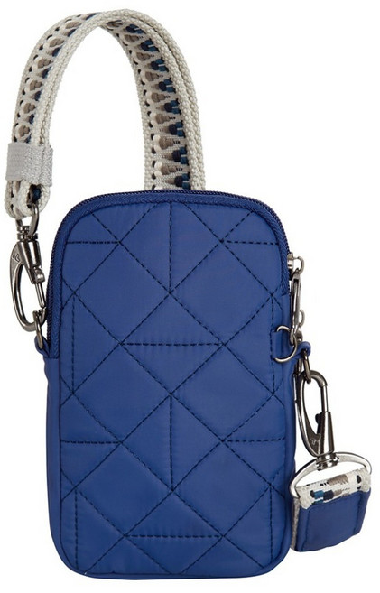 TRAVELON Boho 防盜格紋斜背包 TL-43621, 藍色