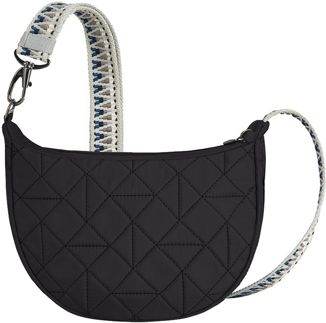 TRAVELON Boho 防盜格紋斜背包 TL-43623, 黑色