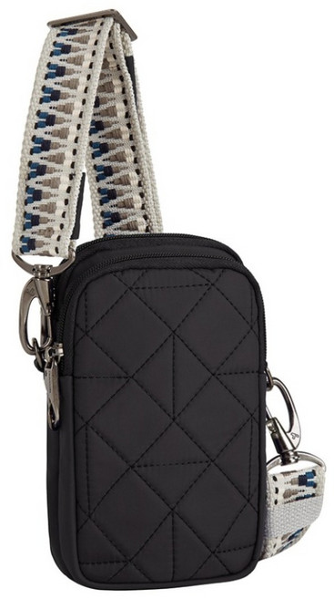 TRAVELON Boho 防盜格紋斜背包 TL-43621, 黑色