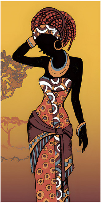 부트핏 아프리카 원주민 패브릭 벽걸이 그림, 타입7