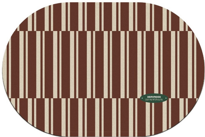 데미무드 도미토리 타원형 규조토 발매트, 체크스트라이프