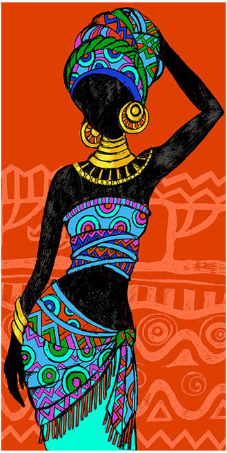 부트핏 아프리카 원주민 패브릭 벽걸이 그림, 타입6