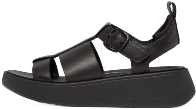 fitflop 女款PLATFORM漁夫皮革涼鞋, 黑色, 220