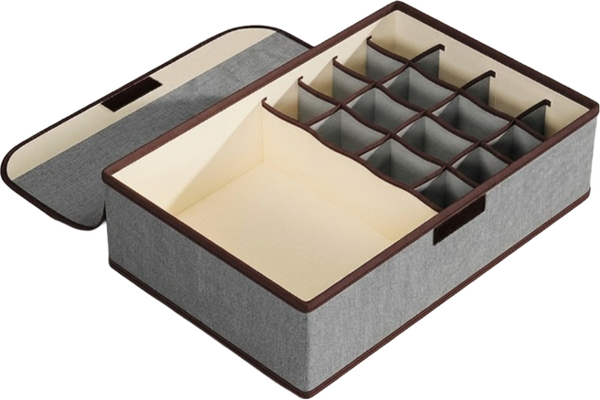 온라이프 칸막이 덮개형 속옷 양말 정리함 17칸, 그레이, 1개