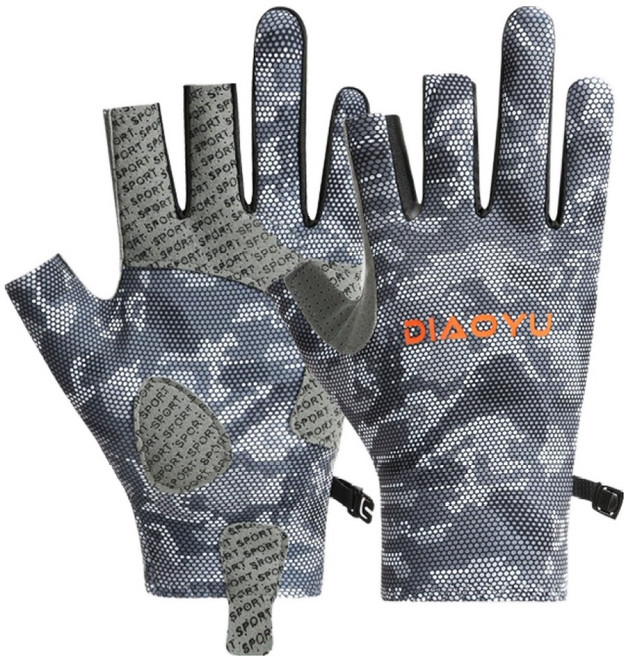 순잠 3손가락 오픈형 미끄럼 방지 낚시장갑 양손착용 세트, 그레이, 1세트