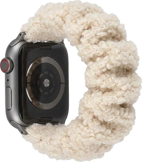 우먼스9999 뽀글이 스크런치 스트랩, 크림, 1개