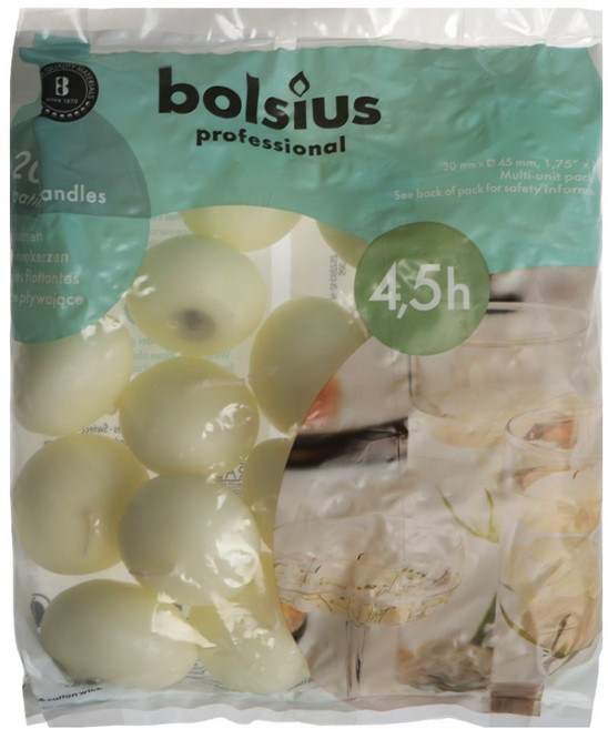 볼시어스 4 5시간연소 플로팅 캔들 미색 20p, 1개, 600g, 무향