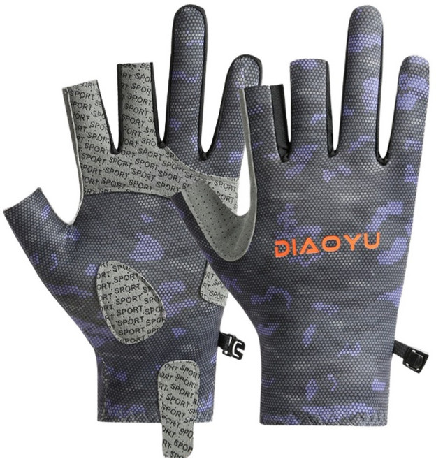 순잠 3손가락 오픈형 미끄럼 방지 낚시장갑 양손착용 세트, 퍼플, 1세트