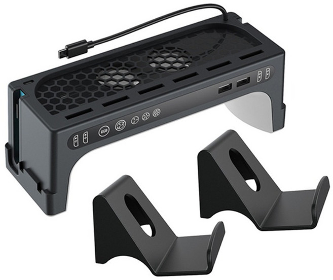 DOBE Switch2桌面掛牆雙式散熱座 + NS手把座充, 黑色, 1套, TNS-51100