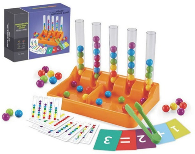 브레인키즐 집게 구슬 꾸미기 치매예방 인지 놀이 교구 세트, 혼합색상, 1세트