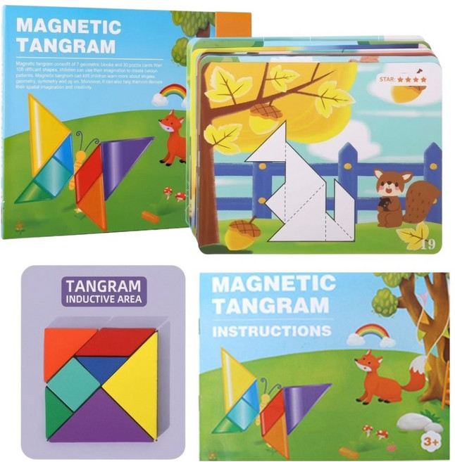 자석 칠교 놀이 고급형, 1개, 1인용, 혼합색상