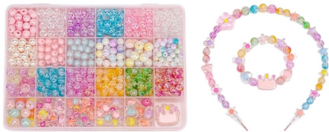 제너럴케이 팔찌 목걸이 만들기 비즈 공예 DIY 세트, 스파클링 캔디, 1세트