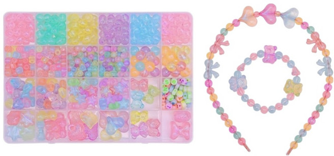 제너럴케이 팔찌 목걸이 만들기 비즈 공예 DIY 세트, 트윙클 슈팅스타 올야광, 1세트