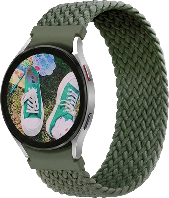 우먼스9999 갤럭시워치 호환 브레이드 솔로루프 스트랩 XS 20mm, 카키, 1개