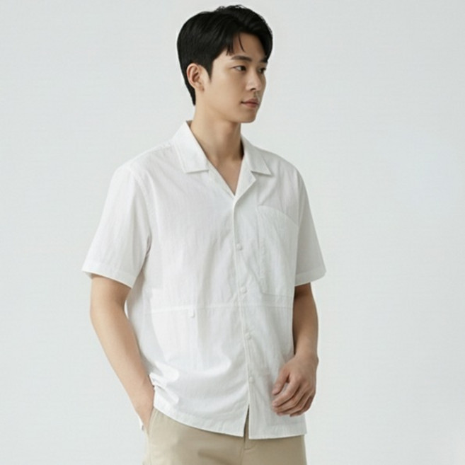 레이먼 남성용 나일론 세미오버핏 반팔 셔츠