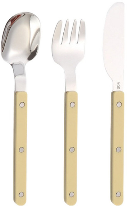 아카시아 304스텐 마망 디저트 커트러리 3종 세트, 버터, 1세트, 스푼 + 포크 + 나이프