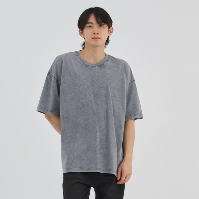 엘쏘 남성용 피그먼트 워시드 빈티지 반팔 티셔츠