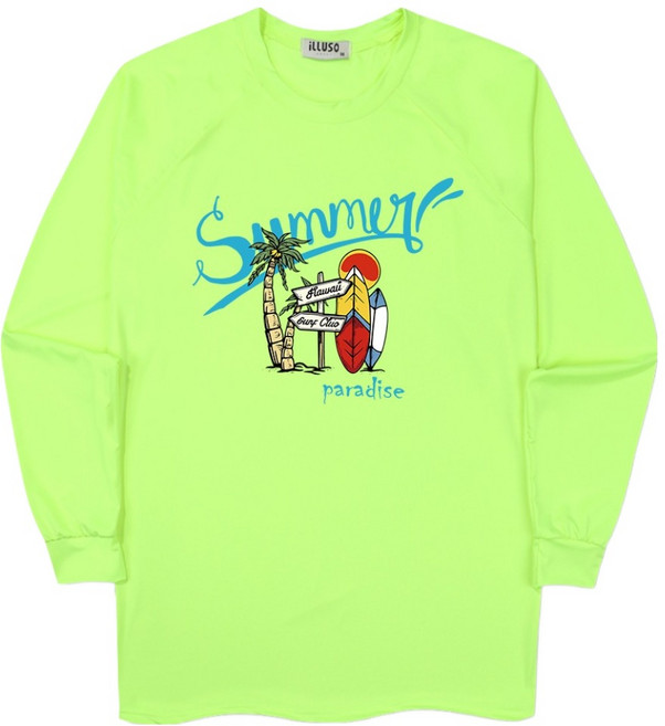 일루소 야자수서프보드 오버핏 래쉬가드 긴팔 티셔츠