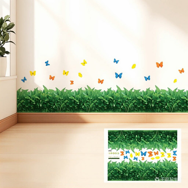 홍시마켓 홈 셀프 인테리어 포인트 스티커 2p, 작은 잔디밭