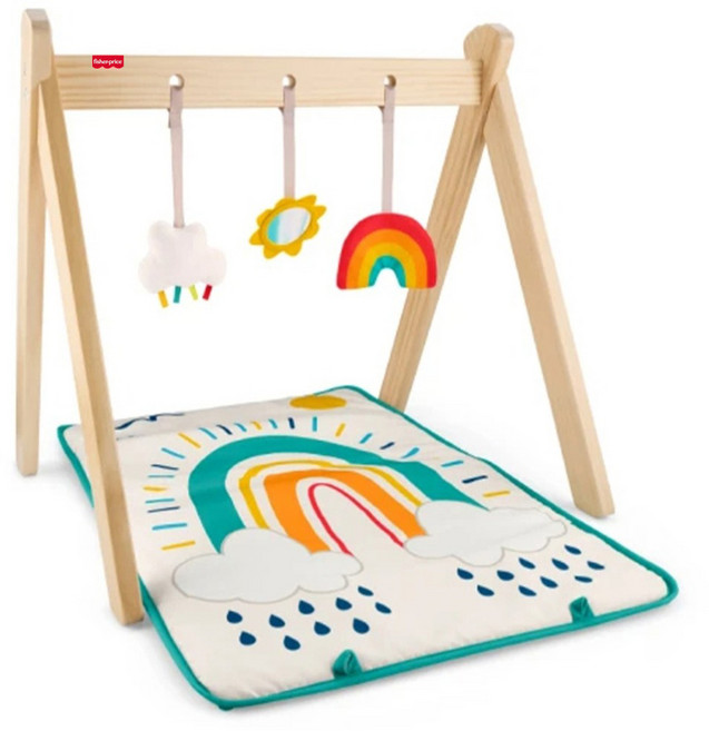 fisher-price 費雪 木製彩虹寶寶健身器, 混和顏色, 1個
