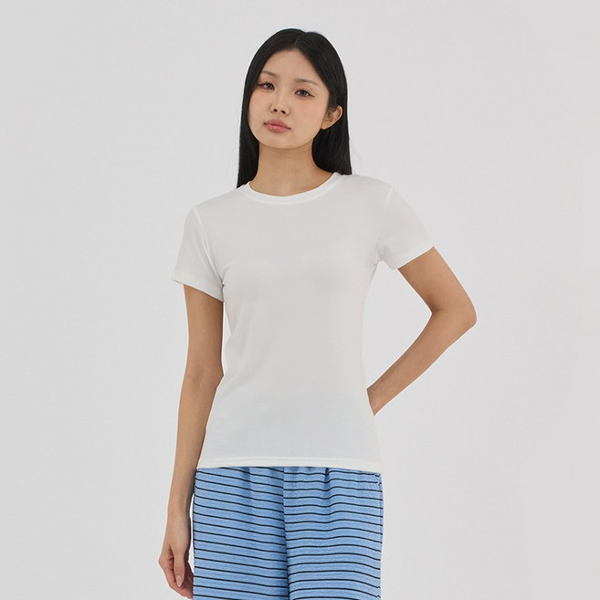 엘쏘 여성용 소프트 치즈 크롭 반팔 티셔츠 3p