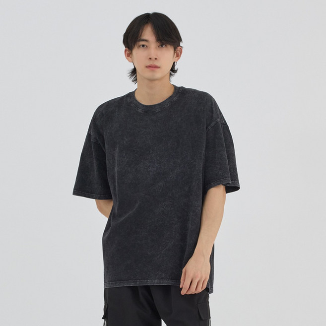 엘쏘 남성용 피그먼트 워시드 빈티지 반팔 티셔츠