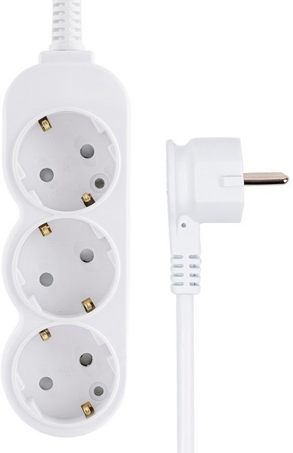 에코파워탭 10A 일반 납작멀티탭 3구, 화이트, 1개, 2.5m