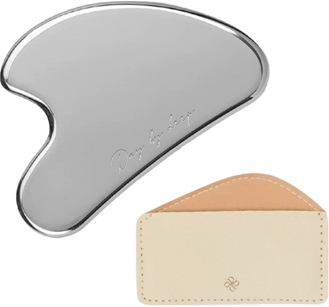 데이바이딥 전신 두피 페이스 경락 괄사 마사지기 + 파우치 세트, 실버(마사지기), 1세트