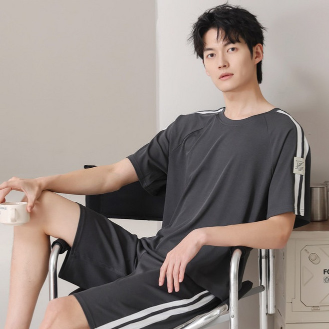 세컨핑크 남성용 아이스리브 쿨 잠옷 반팔 + 반바지 세트
