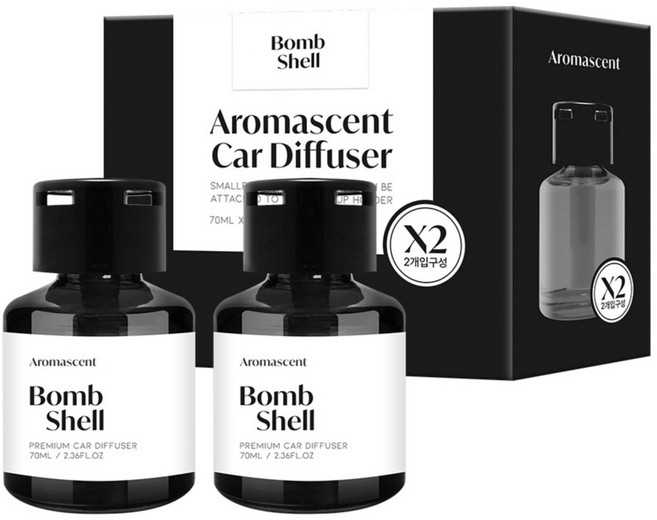 더허브샵 아로마센트 차량용 디퓨저 심지타입 70ml, 밤쉘, 2개