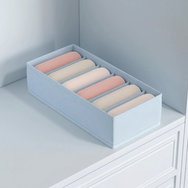 온 라이프 모란디 칼라 접이식 속옷 정리 수납함 6칸, 스카이 블루, 1개