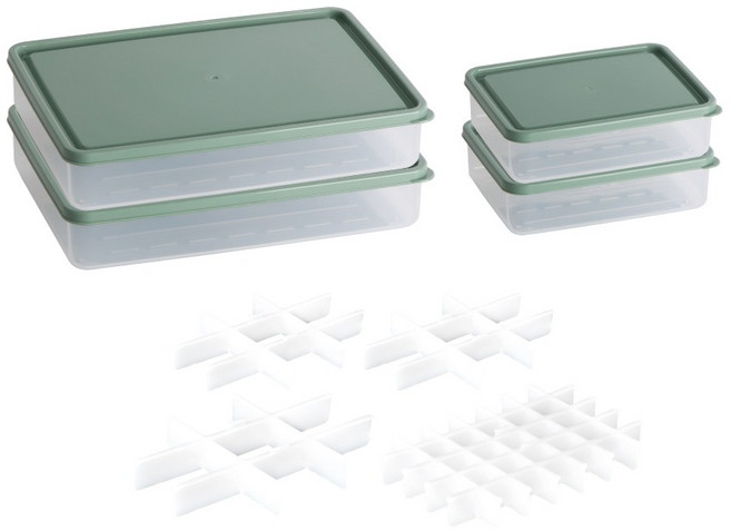 비트리 시즌2 부드럽게 휘어지는 냉동실 냉장고 정리용기 소분칸칸이 세트 그린, 1세트