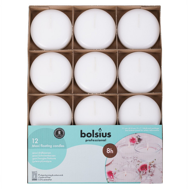 볼시어스 8시간연소 플로팅 캔들 02 흰색 12p, 1개, 1.152kg, 무향