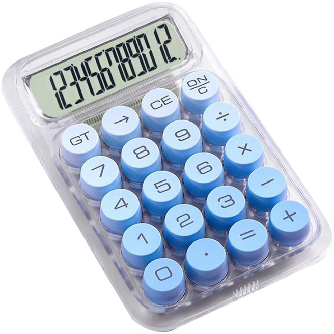 위드스타 투명 탁상용 그라데이션 컬러 기계식 계산기, 블루, 1개
