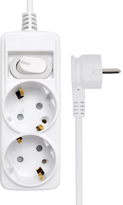 에코파워탭 안전 스위치 납작 멀티탭 2구, 화이트, 1개, 2.5m