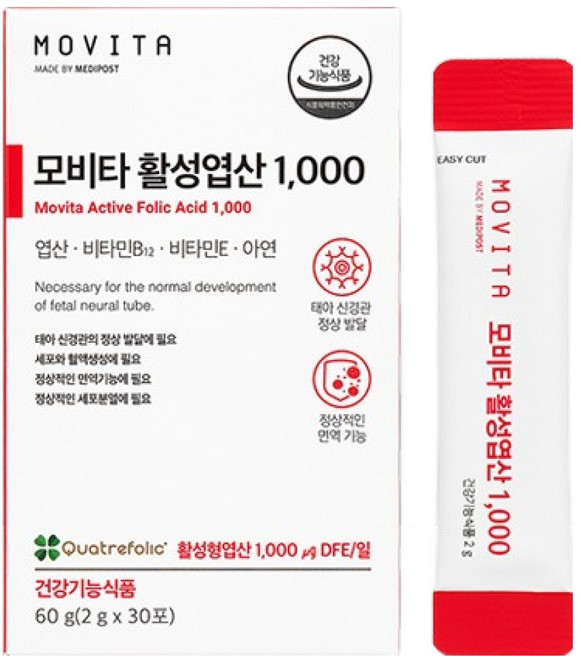 모비타 쿨멜팅 분말형 활성엽산 1 000, 1개, 30회분