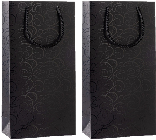 코레시스 고급 와인 선물 쇼핑백 더블 12.5 x 8.5 x 36 cm, 블랙, 2개